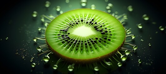 kiwi slice Wireframe,creative commons attribution,, Generative AI