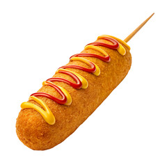 Corn Dog with Ketchup Isolated on Transparent Background