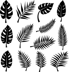 Tropical Leaf Silhouettes Collection vector bundle