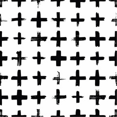 Minimalist Cross Pattern, Hand-sketched Look, Monochrome Wall or Fabric Design

