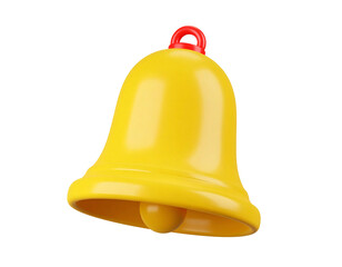 Shiny Yellow Bell With Red Handle isolated on a transparent background ringing sound