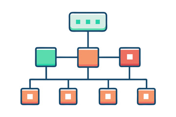 Flowchart Icon With Detachable Boxes Editable