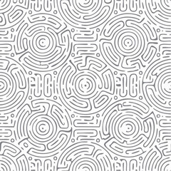Black and White Maze Design for Backgrounds, Puzzle Games, Wall Art, and Creative Projects Featuring a Complex, Spiraling Line Pattern Perfect for Artistic Expression

