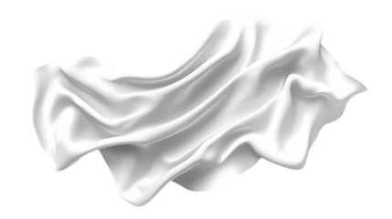 A flowing white silk fabric isolated on transparent background