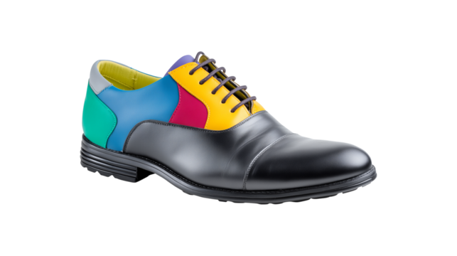 Unique and stylish formal footwear, a modern black shoe with a vibrant color block
