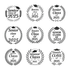 Fototapeta premium Senior class of 2025 laurel wreath back to school t shirt design bundle pack