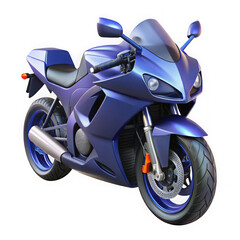 Blue sportbike motorcycle isolated on transparent background
