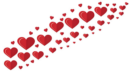 Cascading hearts create a sense of love and affection against a striking black