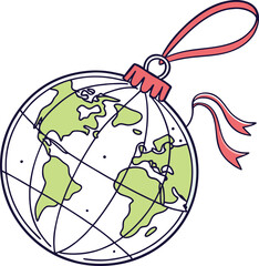 A vector illustration of a green globe with continents and a leaf symbol, representing a global environment concept