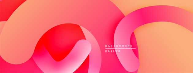 Abstract fluid shapes, vibrant pinks, oranges create modern background. Smooth gradients, overlapping layers offer dynamic visual effect.