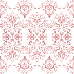 Seamless Rose Gold Floral Damask Pattern Background – Luxury Vintage Style Vector Design