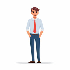 Obraz premium Smiling businessman in casual office attire presents a confident and approachable image