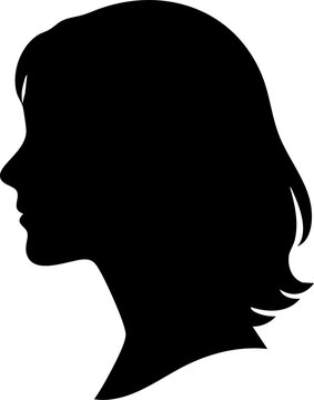 clean black silhouette of a woman's head in profil