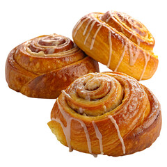 Fresh Cinnamon Bun Isolated on Transparent Background