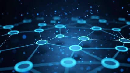A mesmerizing network of interconnected nodes glows with blue light, representing the intricate web of digital connectivity and technological advancement - Powered by Adobe