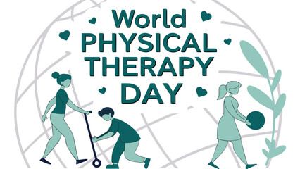 Empowering Vector Illustration of Diverse Figures in Motion for World Physical Therapy Day