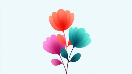 A colorful flower with pink, blue, and green petals
