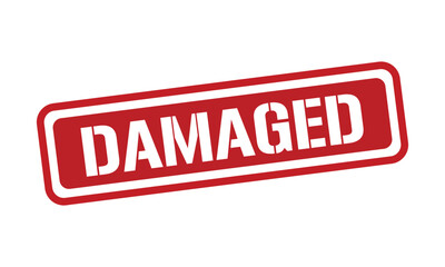 DAMAGED red stamp text vector, rubber stamp