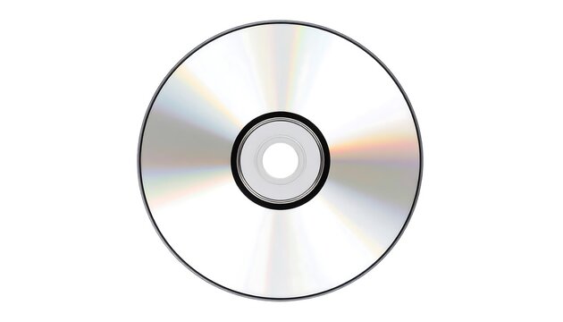 A shiny silver compact disc on a white background