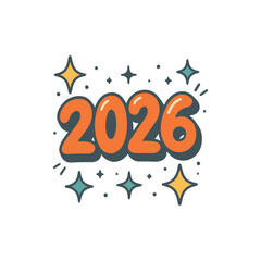 Fototapeta premium Vibrant 2026 design with playful font and starbursts.