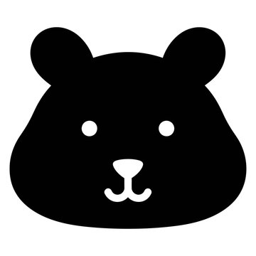 Simple hamster head silhouette icon, cute rodent pet vector graphic design