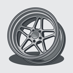 Car wheel illustration for conceptual design. Separated layers, easy to edit or change the colors in your vector supported software.