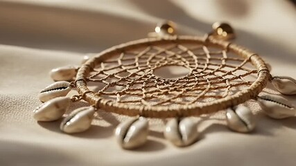 Woven dreamcatcher with seashells