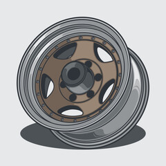 Car wheel illustration for conceptual design. Separated layers, easy to edit or change the colors in your vector supported software.