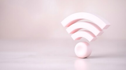Fototapeta premium Pink 3d wifi symbol with space for text.