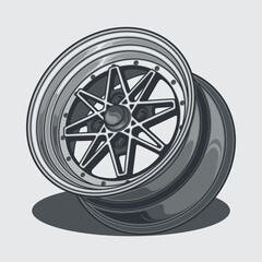 Car wheel illustration for conceptual design. Separated layers, easy to edit or change the colors in your vector supported software.