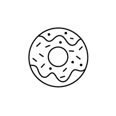 Donut Outline Icon - Sweet Treat Vector Illustration