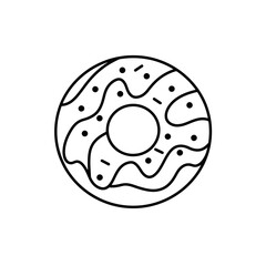 Donut Outline Icon: Sweet Treat Illustration