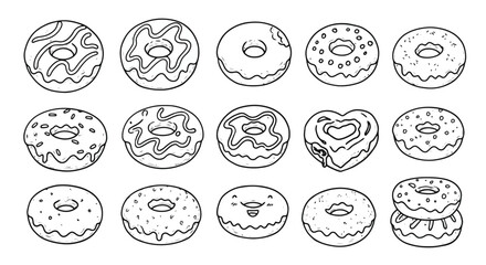 Donut Line Art Collection: Sweet Treats for Coloring & Design