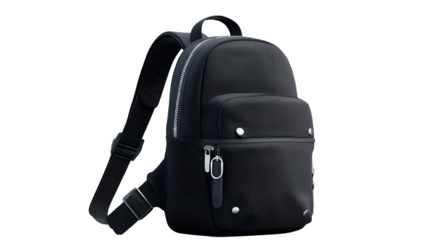 Black And White Swirl Pattern Backpack Studio Shot isolated on transparent background