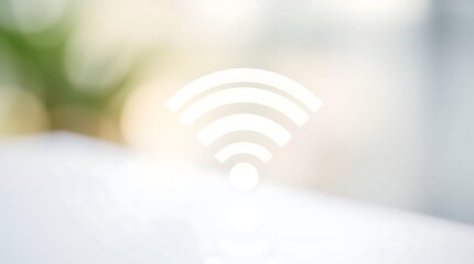 Digital composite of Wifi icon with blurry bokeh light background.