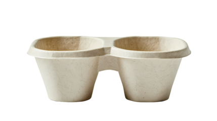 Two white paper cups sitting side by side isolated on transparent background