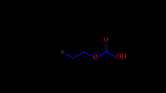 Acetylcholine or ACH Molecular Structure Symbol Neon Animation on with grid background
