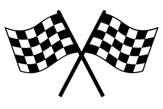 Two crossed checkered flags silhouette for racing finish line