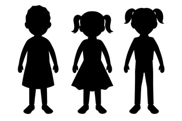 Fototapeta premium Three children standing together silhouette