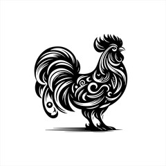 Ornate rooster with detailed feathers