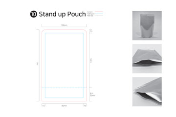 P3_10. A self standing pouch that can be safely erected for coffee, beverages, liquid soups, sauces, and marinade packaging. Stand up Pouch.