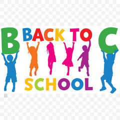 Colorful Back to School with Kids Silhouettes