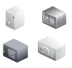 Isometric gray safe. Object isolated on white background. Icon of security.