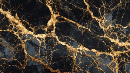 This luxurious black marble showcases prominent gold veining, making it an ideal choice for upscale interiors and elegant design elements in various settings.