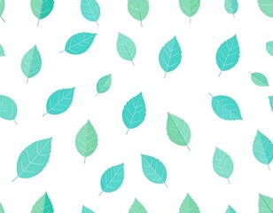 Pastel green leaves pattern on white background