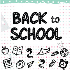 Back to school education icons set with a love sign, number, and art symbols