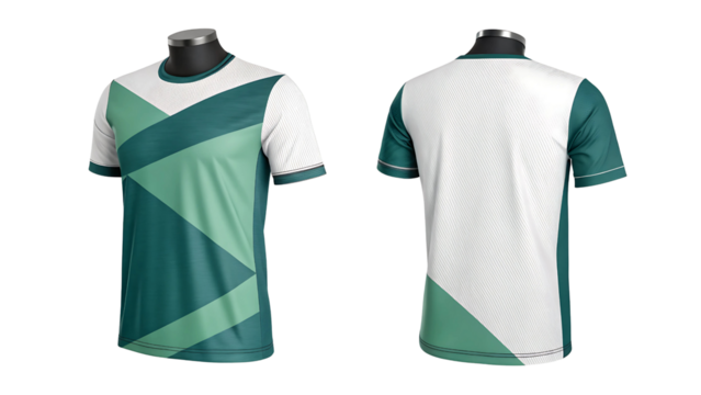 Modern sports t shirt with vibrant green geometric design for the active athlete