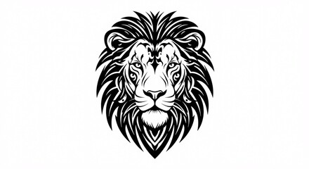 Fierce Tribal Lion Head Vector Graphic