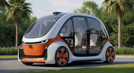 Futuristic Autonomous Electric Pod Car for Urban Mobility and Shared Transportation