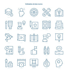 Creativity stroke icon. Creativity line icon set. editable stroke icon pack